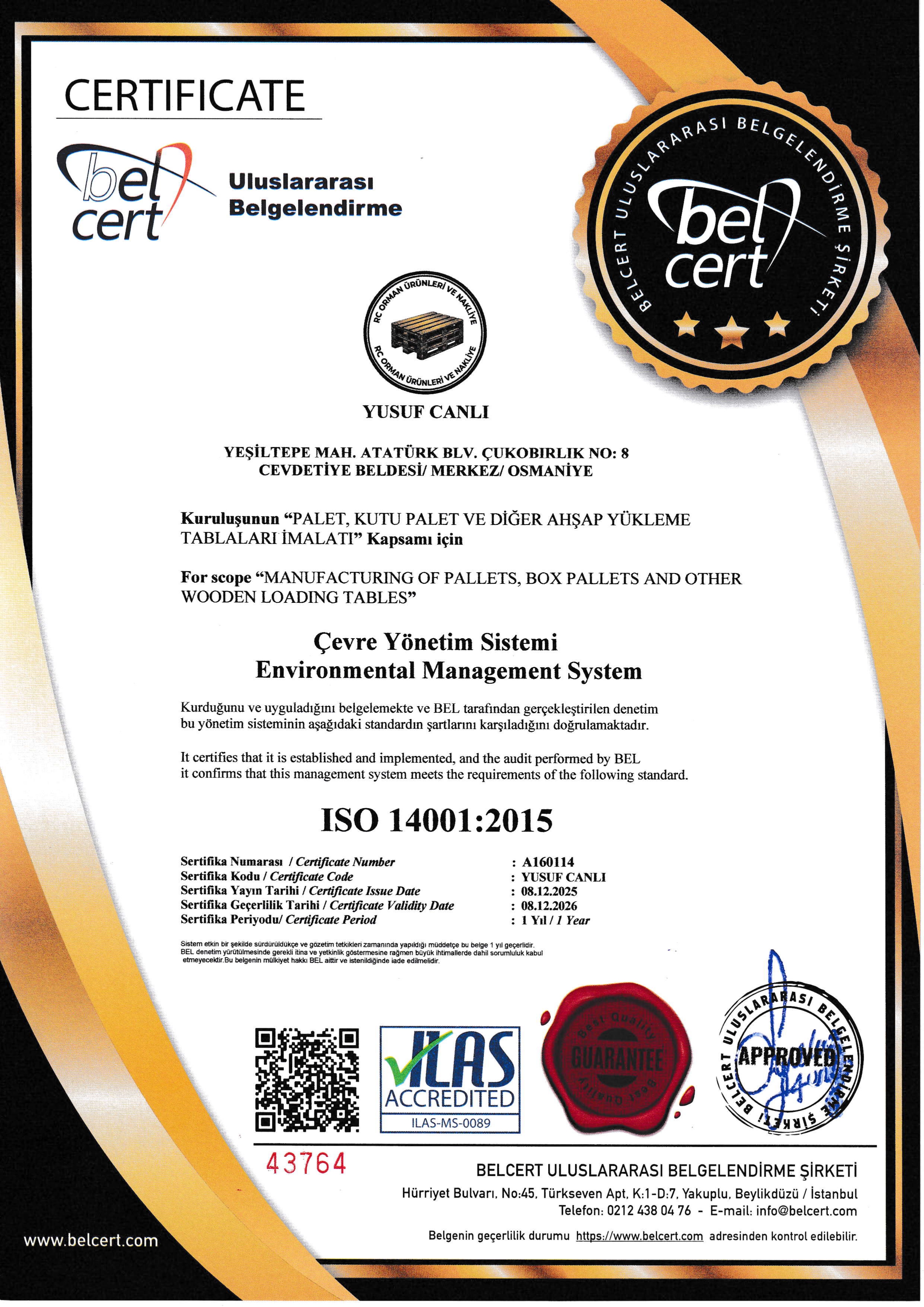 Çevre Yönetim Sistemi Sertifikası