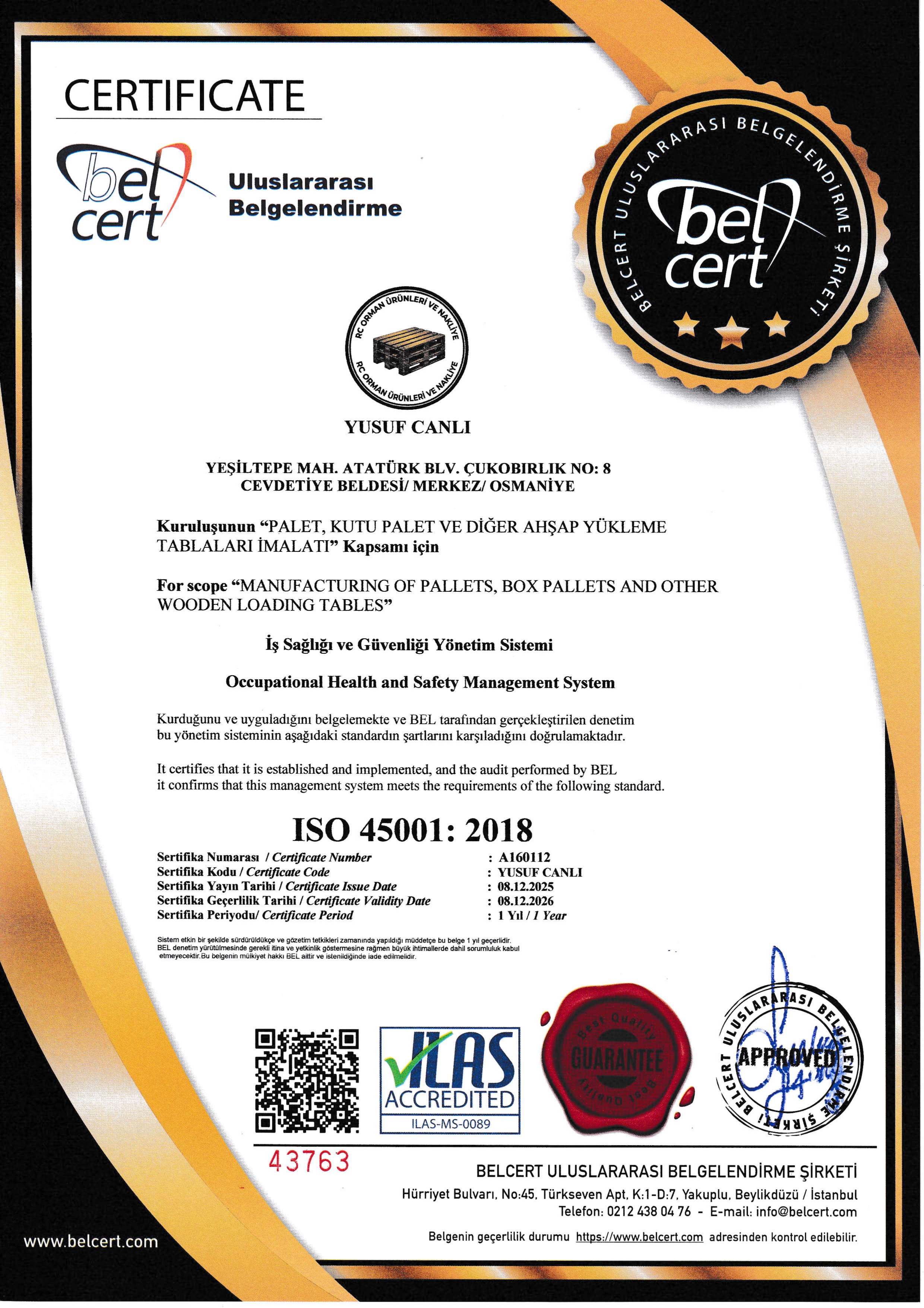 İş Sağlığı Ve Güvenliği Yönetim Sistemi Sertifikası